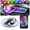 carleef 2PCS Car LED Lights with App Control,Cool Multi-Color RGB LED Strip Lights for Car Interior & Exterior,Multifunctional Car Ambient Lighting Kit Fits Headlights Daytime Running Lights